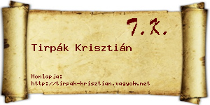 Tirpák Krisztián névjegykártya